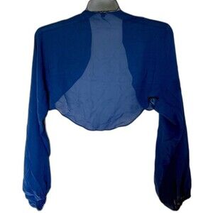 New Women Long Sleeve Sheer Jersey Bolero Cardigan Top Size 12 Navy Blue